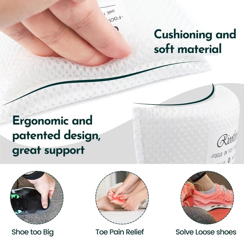 Riootlnm Comfort Fillers for Shoe Too Big  Spacers Cushions Pads for Loose Shoes  Size Reducer Made Shoe Fit Smaller  Prevent Slip Toe Inserts for Pain Relief (White  1Pair(Half Size Bigger)) - Image 2